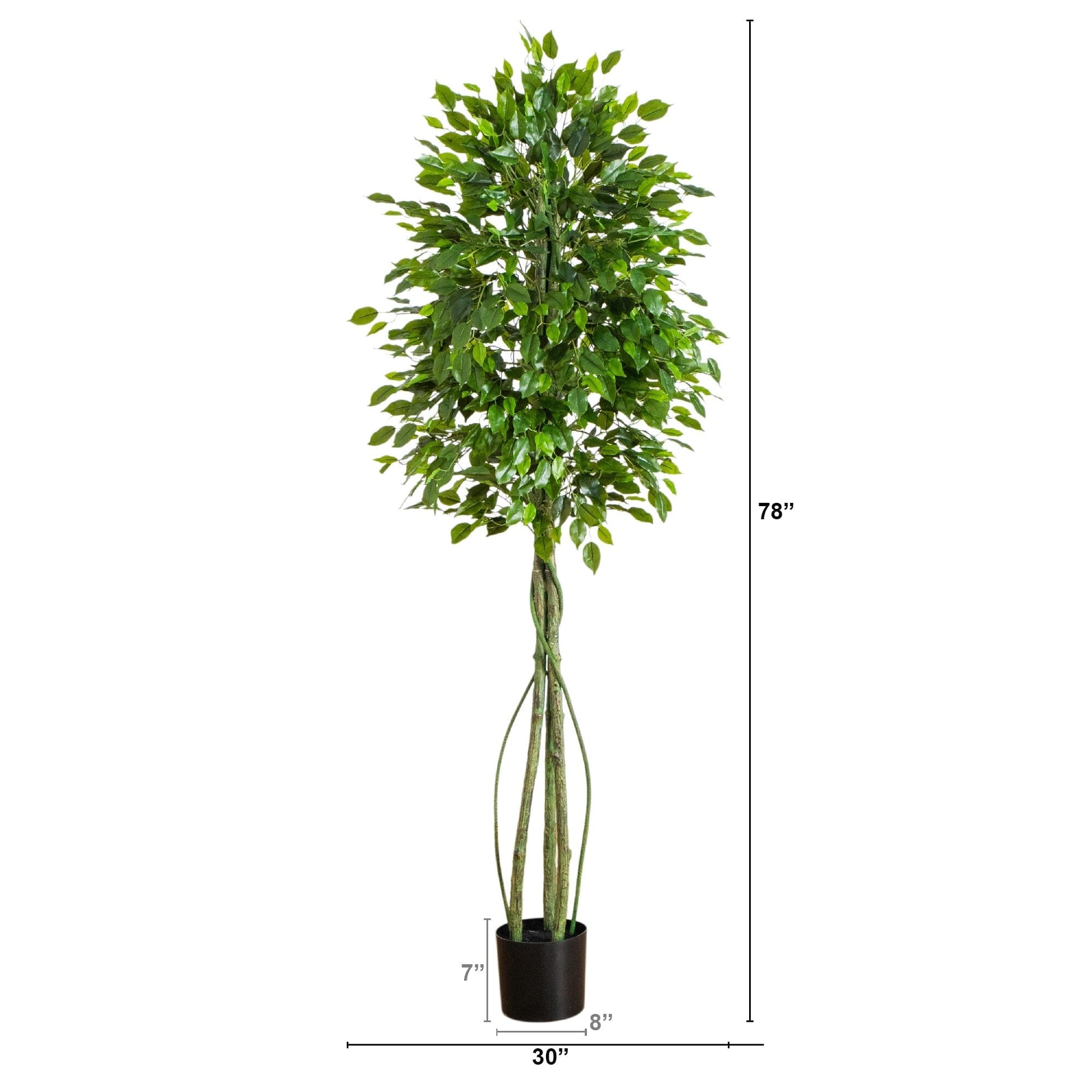 6.5' UV resistant artificial ficus tree in black planter by Nearly Natural indoors/outdoors on Tampa Home & Garden Store