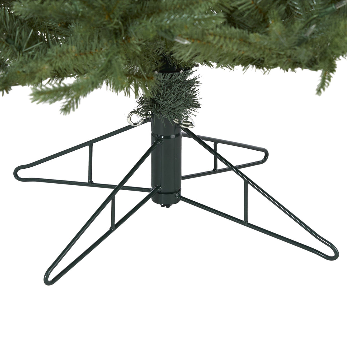 6.5 ft New Hampshire spruce artificial Christmas tree with green needles and metal base on Tampa Home & Garden Store