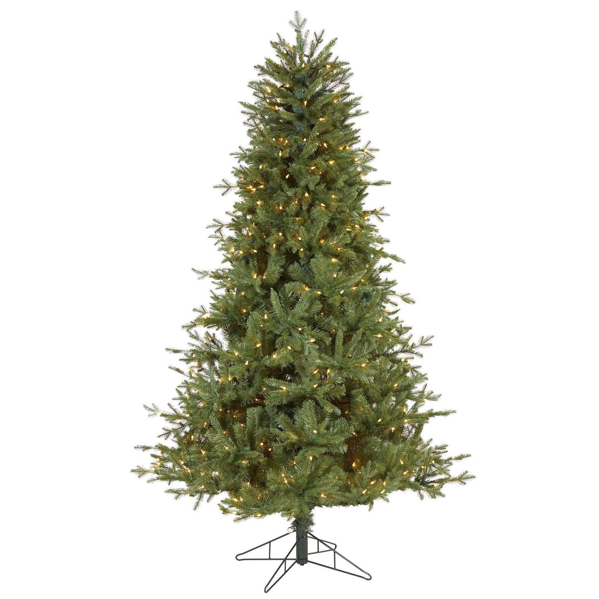 Nearly Natural 6.5ft NH green spruce tree with 500 warm white lights and 1074 bendable branches on Tampa Home & Garden Store