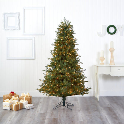 6.5' New Hampshire Spruce Christmas tree with 500 warm white lights by Nearly Natural on Tampa Home & Garden Store