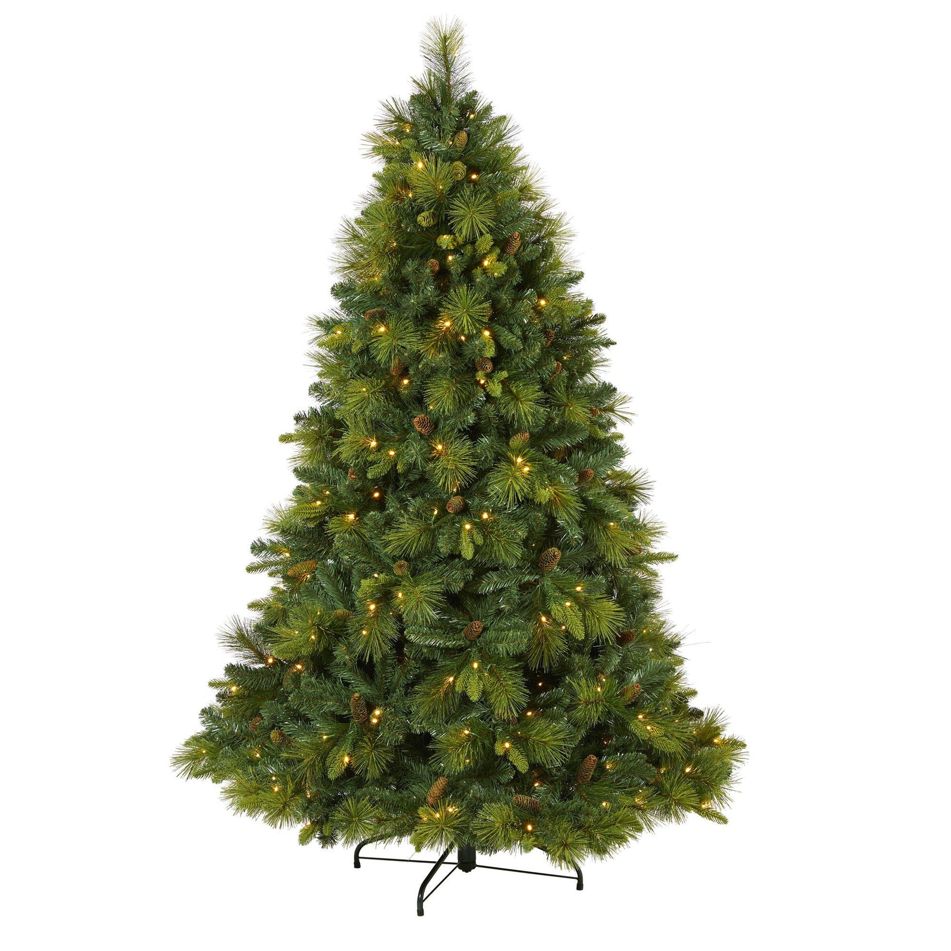 6.5' North Carolina Mixed Pine Artificial Christmas Tree with 350 White LED Lights Nearly Natural on Tampa Home & Garden Store