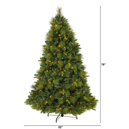 Nearly Natural 6.5' North Carolina Mixed Pine artificial Christmas tree with 350 warm white LEDs on Tampa Home & Garden Store