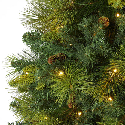 Christmas tree Nearly Natural 6.5’ North Carolina mixed pine with 350 warm white LED lights on Tampa Home & Garden Store