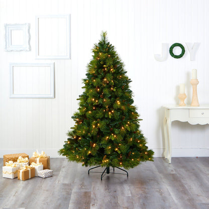 6.5 ft NC Mixed Pine artificial Christmas tree by Nearly Natural with 350 warm white LED lights on Tampa Home & Garden Store