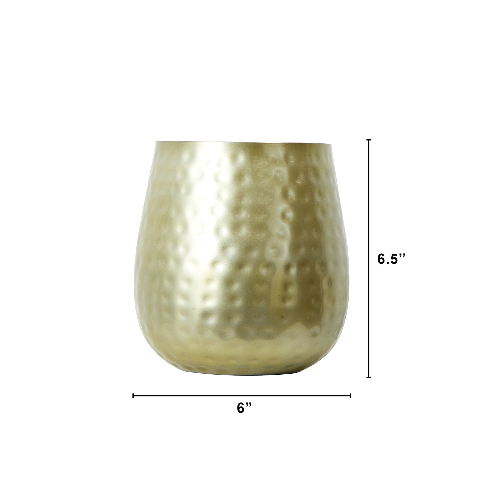 6.5-inch oval iron planter with hammered brass-tone finish on Tampa Home & Garden Store