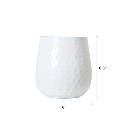 6.5in oval iron planter vase in white marble finish by Nearly Natural on Tampa Home & Garden Store