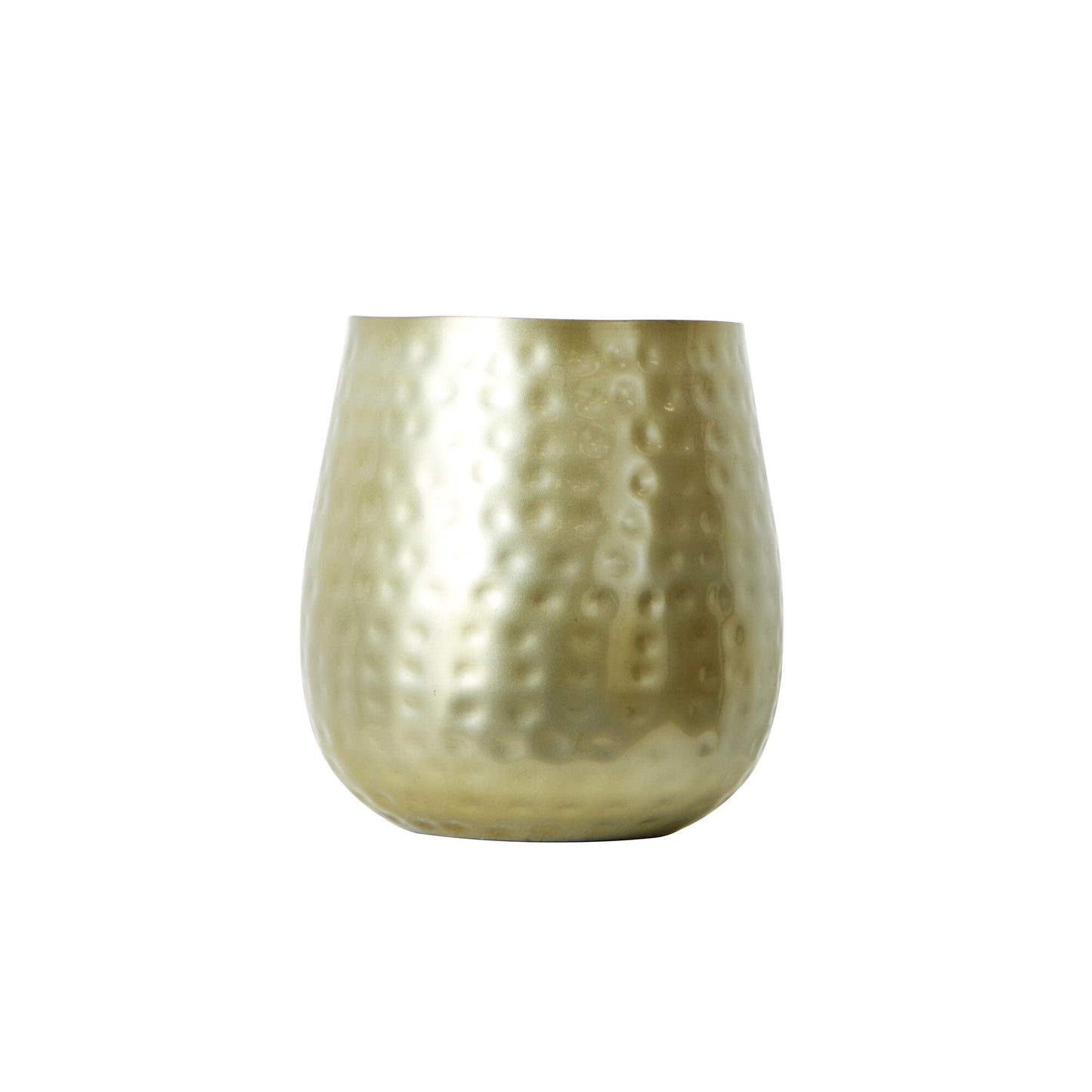 6.5-inch oval iron planter vase in hammered gold finish by Nearly Natural on Tampa Home & Garden Store