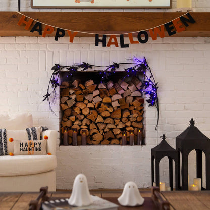 Garland 6.5' Pre-Lit Halloween Black Maple with 48 orange & purple LEDs Nearly Natural on Tampa Home & Garden Store