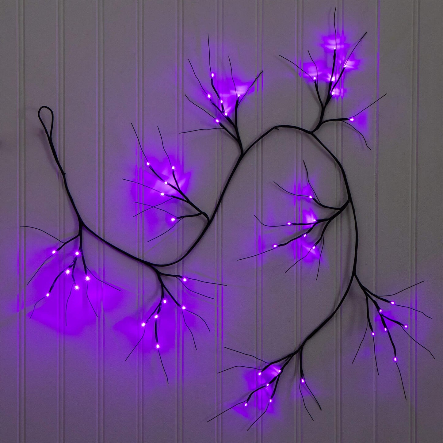 Garland 6.5' Halloween black twig with 48 purple LEDs Nearly Natural on Tampa Home & Garden Store