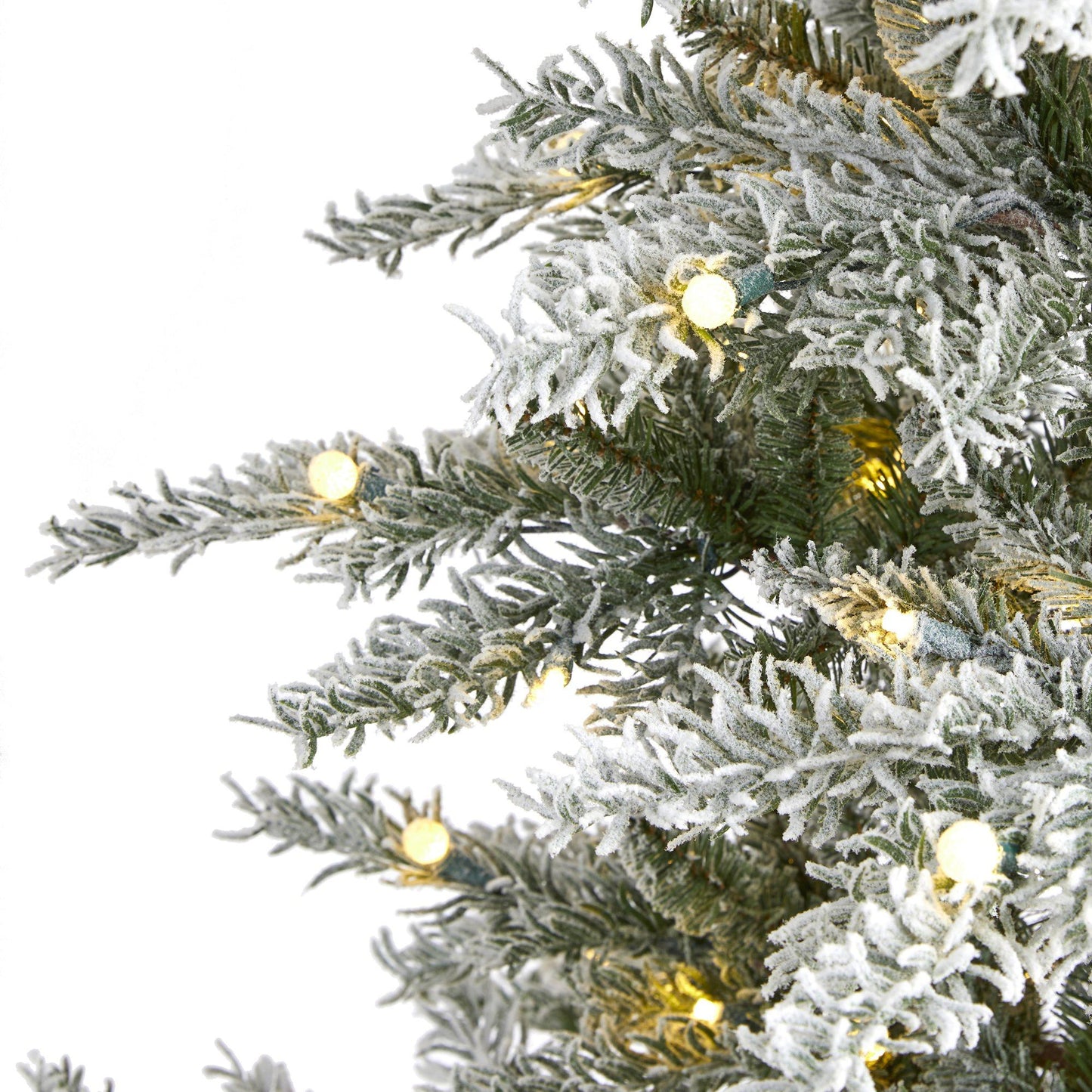 Christmas tree Nearly Natural 6.5 ft flocked spruce with warm white LEDs on Tampa Home & Garden Store