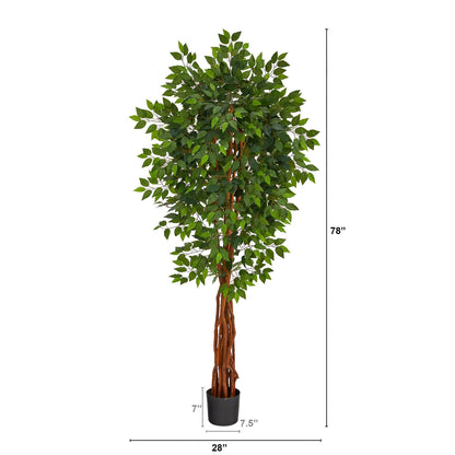 6.5’ Super Deluxe Ficus Artificial Tree with Natural Trunk