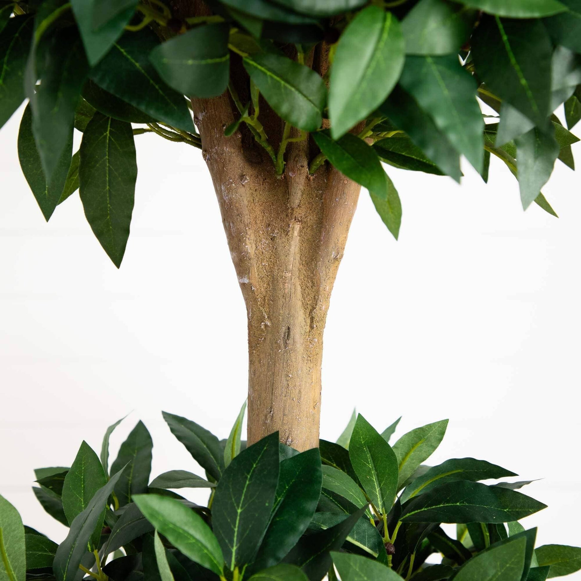 Nearly Natural 6.5’ Sweet Bay Triple Ball Topiary brown trunk with dark green leaves on Tampa Home & Garden Store