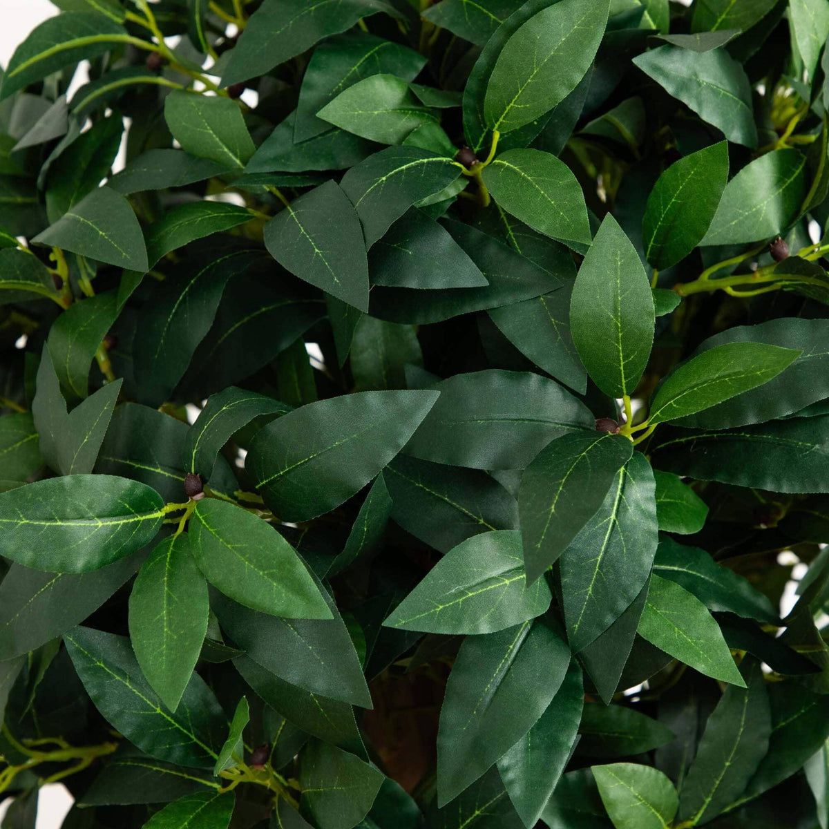 Nearly Natural 6.5’ Sweet Bay Triple Ball Topiary foliage close-up with dense green leaves on Tampa Home & Garden Store