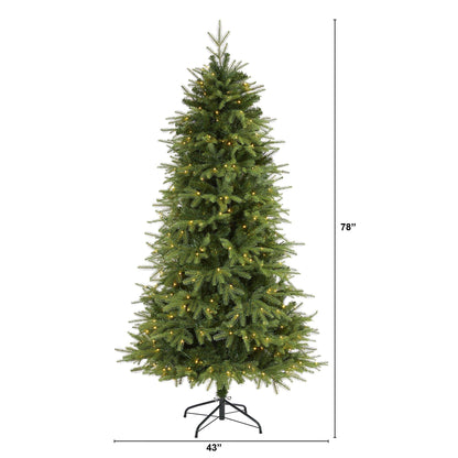 Nearly Natural 6.5’ Vancouver Fir tree with 400 LED lights and 2158 bendable branches on stand on Tampa Home & Garden Store
