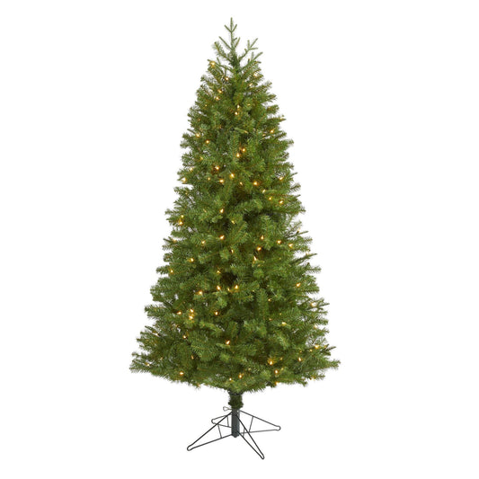 6.5' Vancouver Spruce artificial Christmas tree with 803 bendable branches and warm lights on Tampa Home & Garden Store