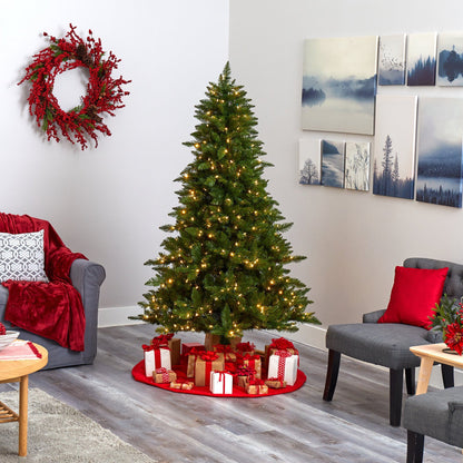 6.5' Vermont Spruce artificial Christmas tree by Nearly Natural with warm white lights on Tampa Home & Garden Store