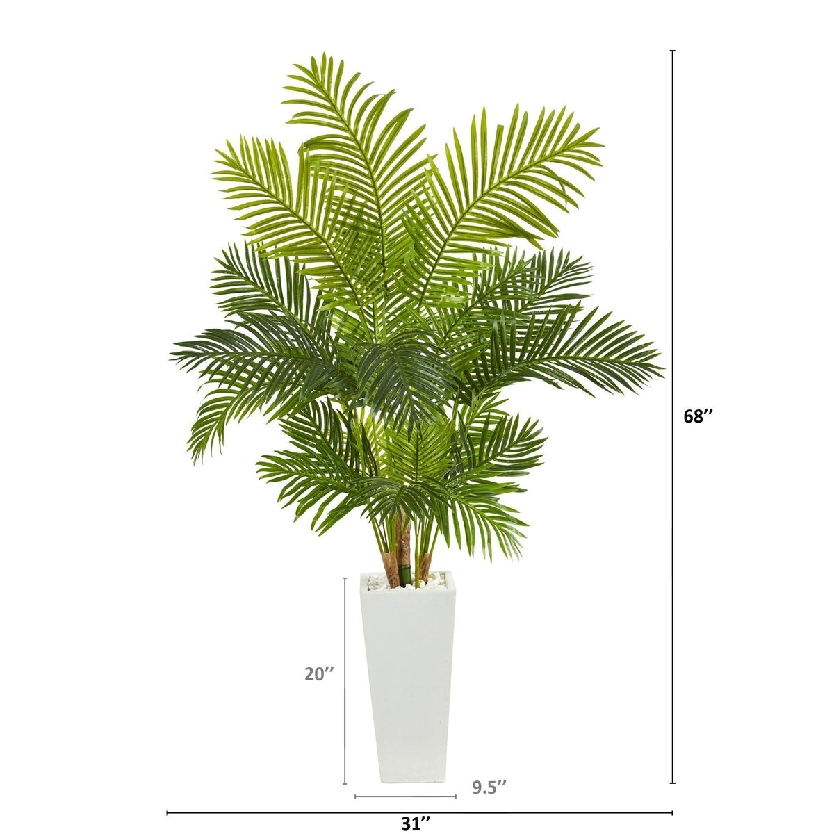 68in Hawaii Palm artificial tree by Nearly Natural in a tall white planter with white stones on Tampa Home & Garden Store