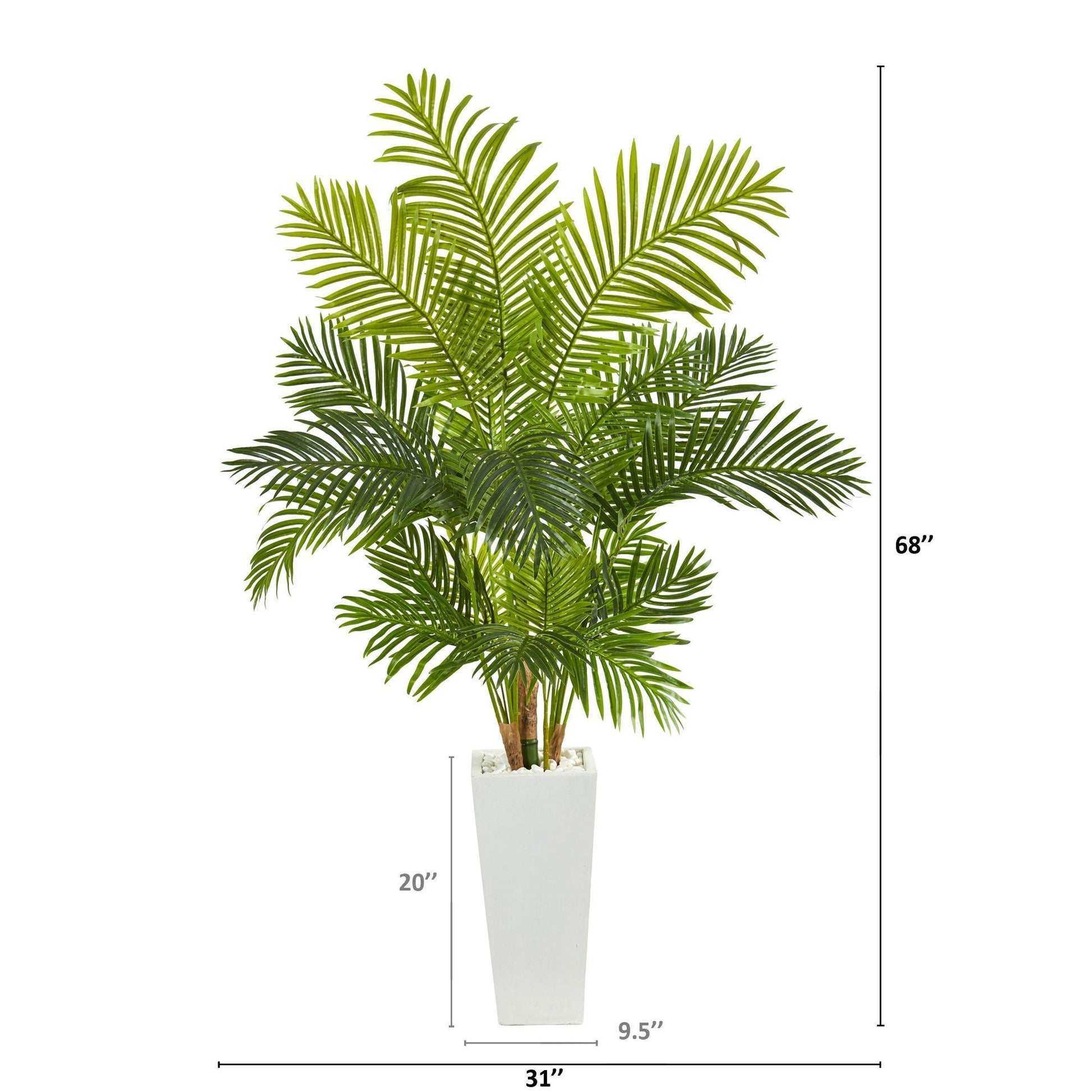 68in Hawaii Palm artificial tree by Nearly Natural in a tall white planter with white stones on Tampa Home & Garden Store