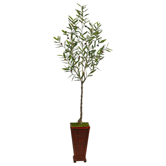 69” Olive Artificial Tree in Decorative Planter - Tampa Home & Garden Store