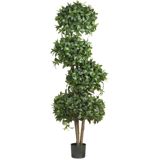 69" Sweet Bay Topiary w/4 Balls Silk Tree" - Tampa Home & Garden Store
