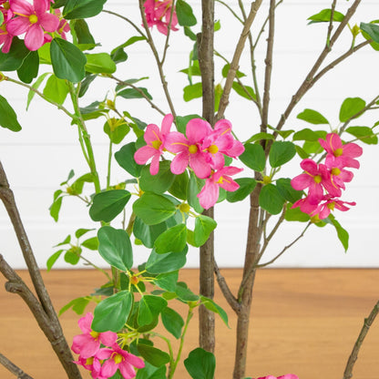 6' Artificial Dogwood Tree with Real Touch Leaves pink blossoms and glossy green leaves Nearly Natural on Tampa Home & Garden Store