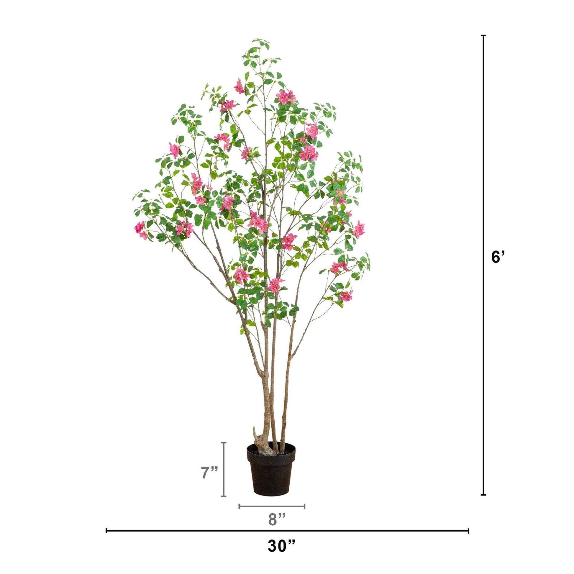 6' artificial dogwood tree with real touch leaves, pink blossoms by Nearly Natural in a brown pot on Tampa Home & Garden Store