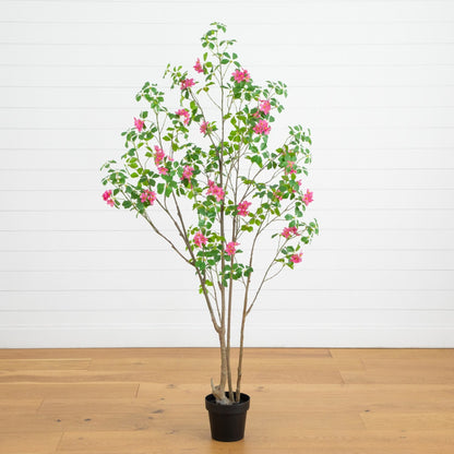 6' Artificial Dogwood Tree with Real Touch Leaves, Nearly Natural, in black pot on Tampa Home & Garden Store