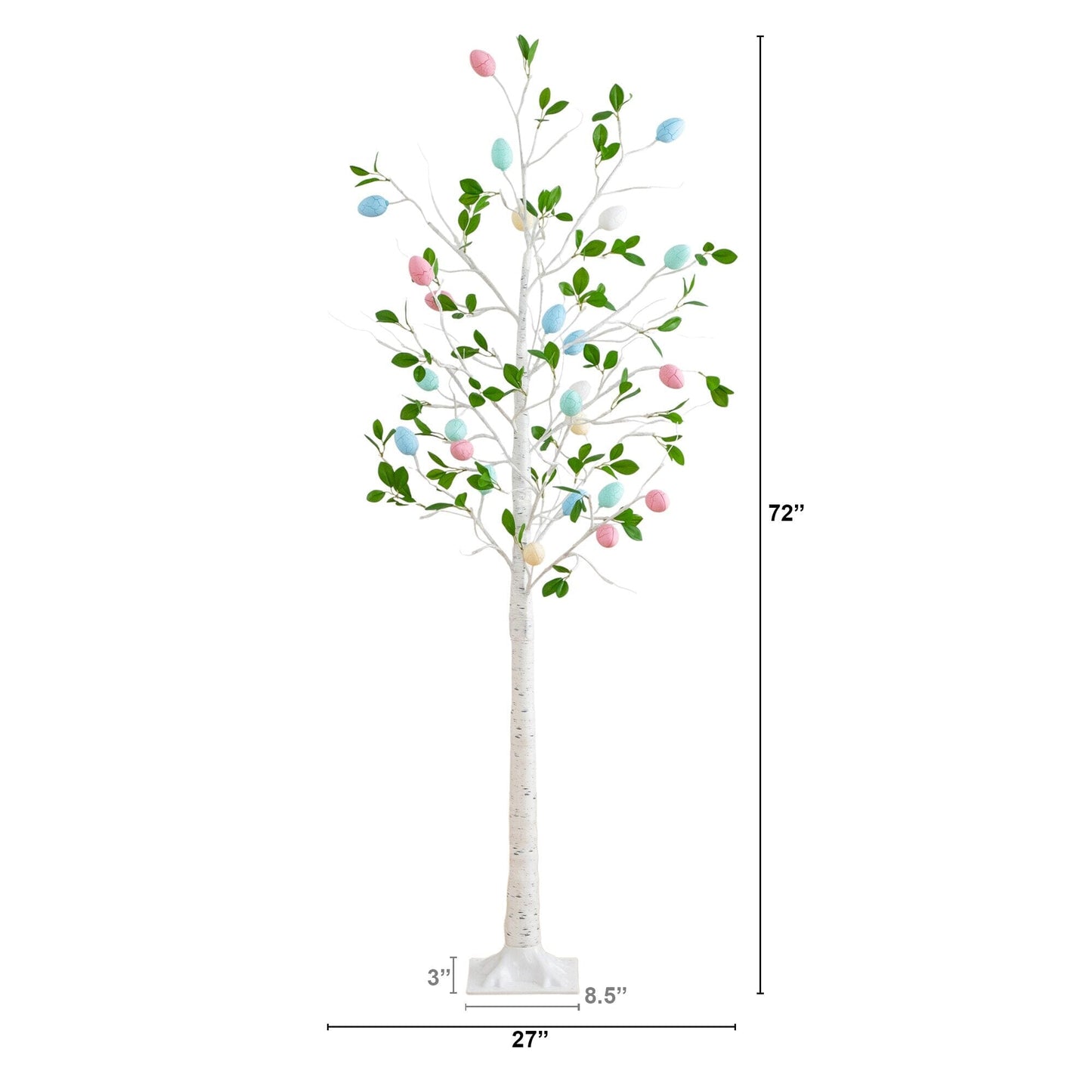 6 ft pre-lit Easter egg twig tree with 24 warm LEDs, pastel eggs, white trunk Nearly Natural on Tampa Home & Garden Store