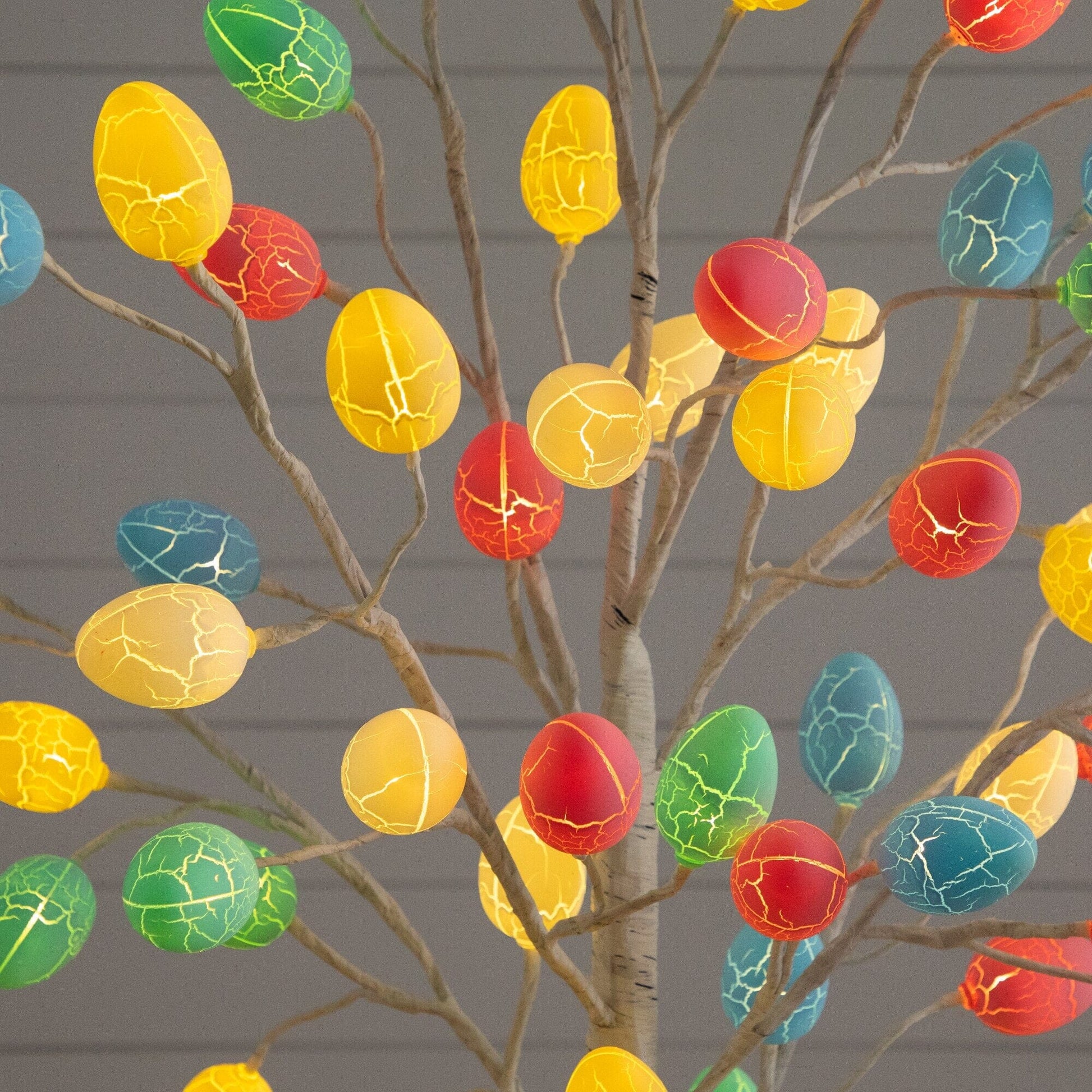 6' Pre-Lit Easter Twig Tree with 96 egg-shaped LED ornaments in multicolor, Nearly Natural on Tampa Home & Garden Store