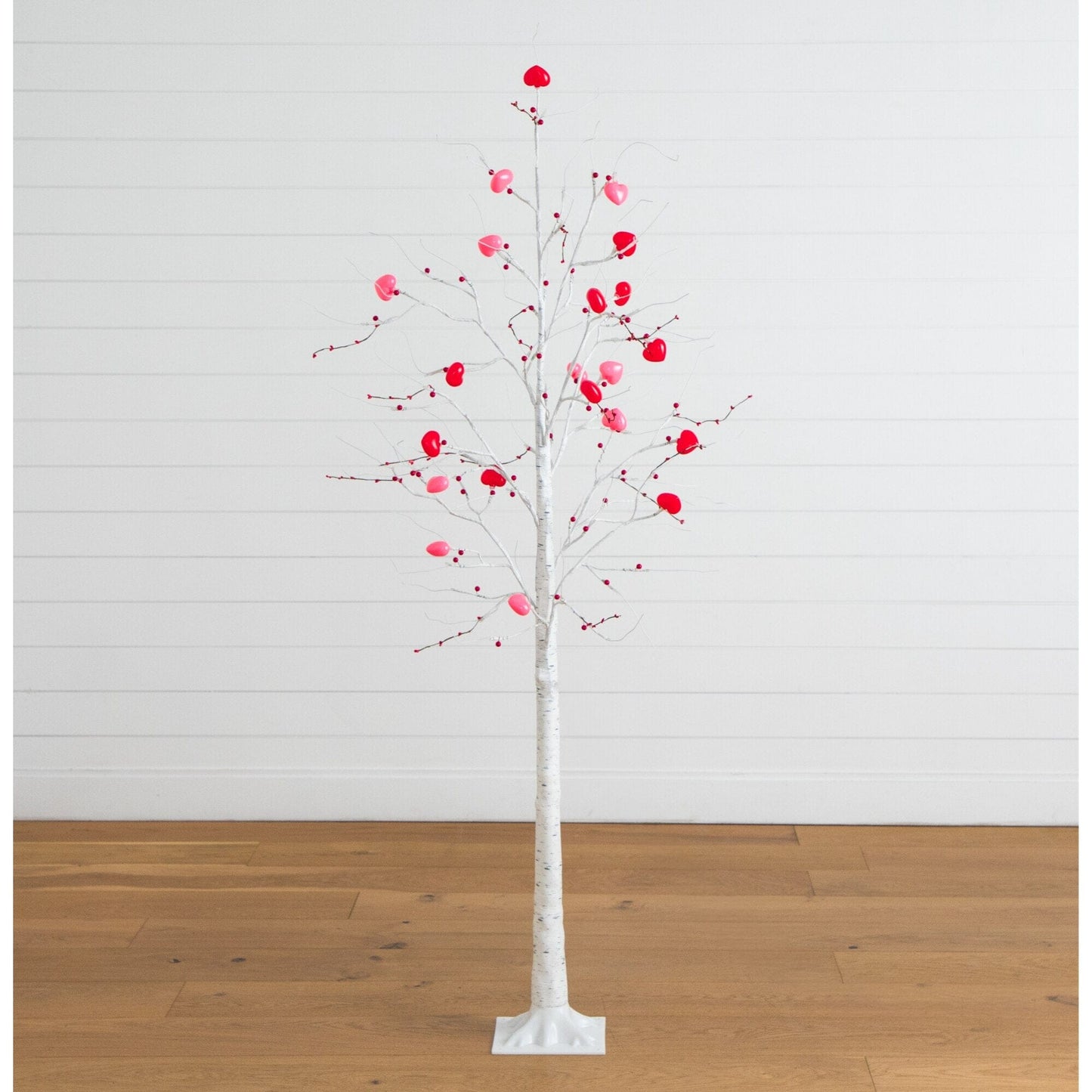 Nearly Natural 6 ft Valentine's Twig Tree with 96 Heart-Shaped LED Lights and red berries on Tampa Home & Garden Store