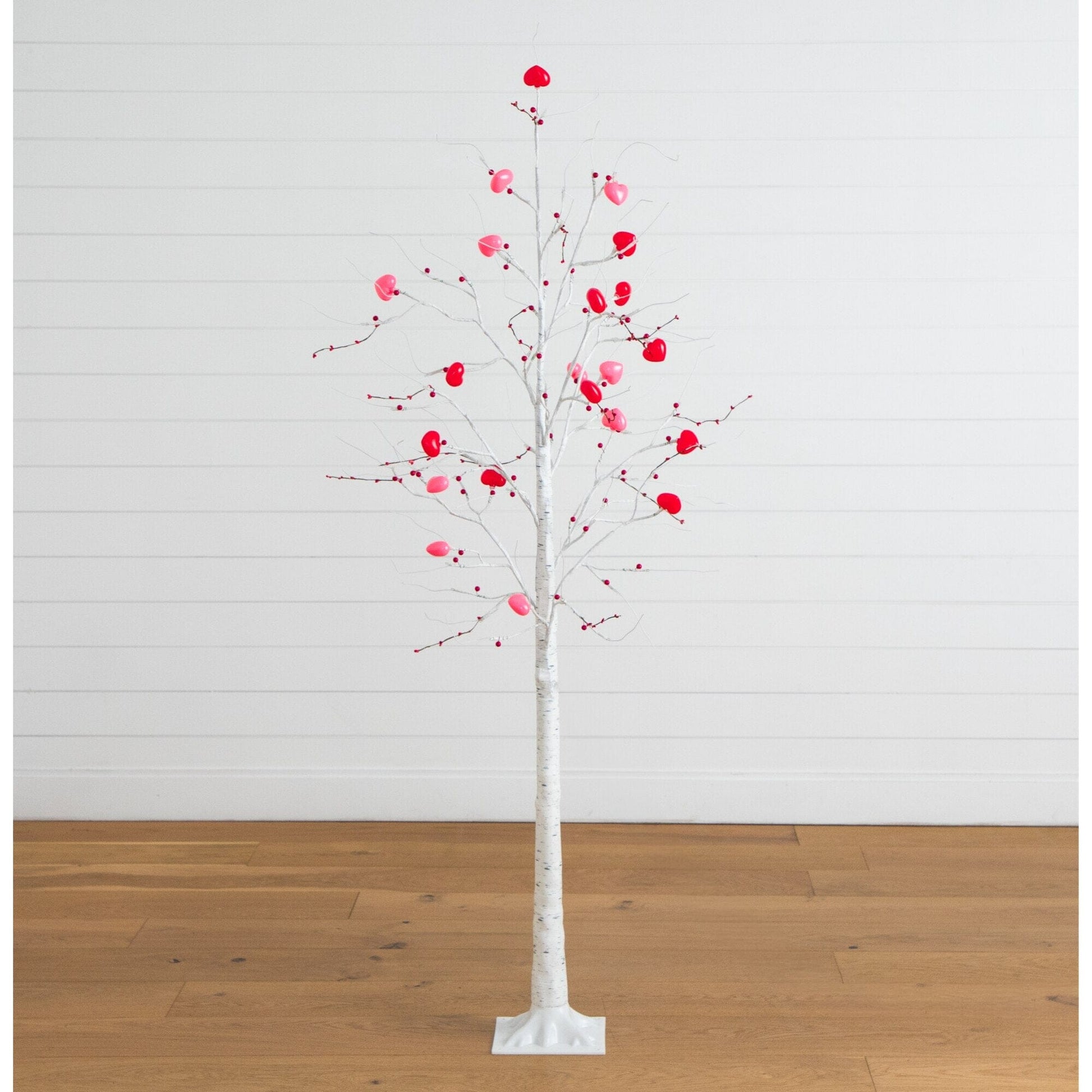 Nearly Natural 6 ft Valentine's Twig Tree with 96 Heart-Shaped LED Lights and red berries on Tampa Home & Garden Store