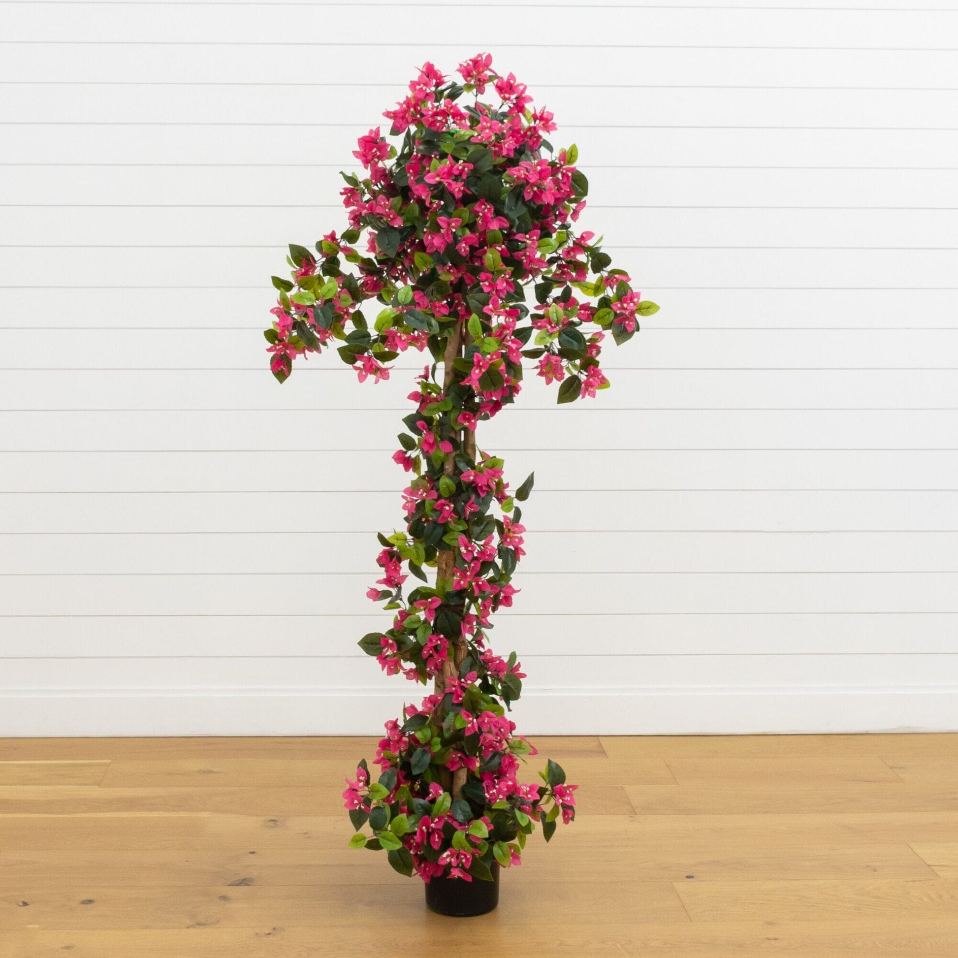 Nearly Natural 6' UV resistant artificial spiral bougainvillea tree with pink blooms in pot on Tampa Home & Garden Store