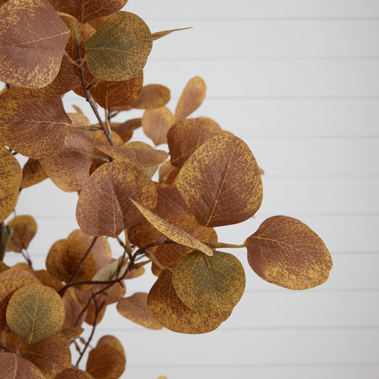 7’ Artificial Autumn Fall Eucalyptus Tree with brown speckled leaves by Nearly Natural on Tampa Home & Garden Store