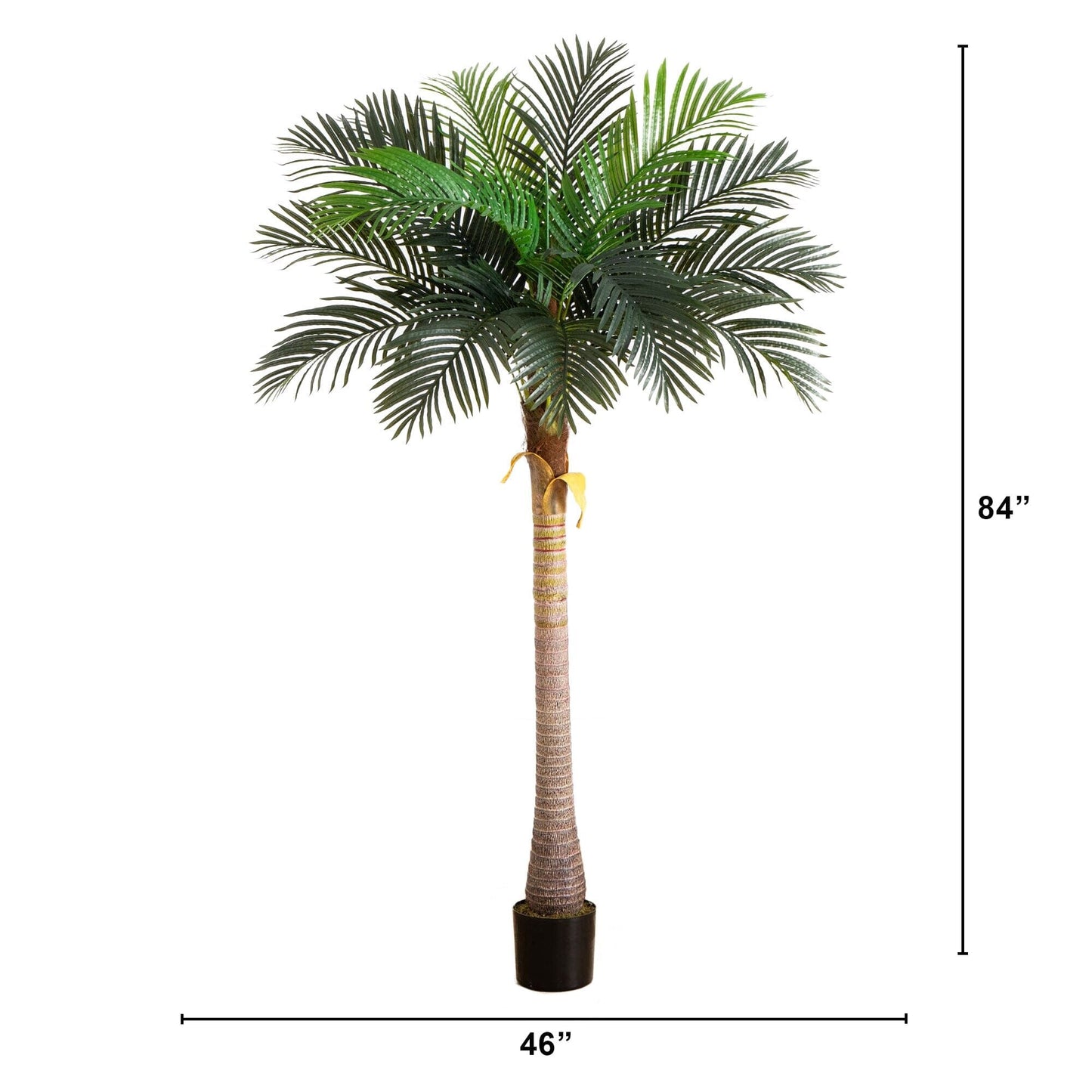 7’ Artificial Coconut Palm Tree with green fronds and wrapped trunk in black planter on Tampa Home & Garden Store