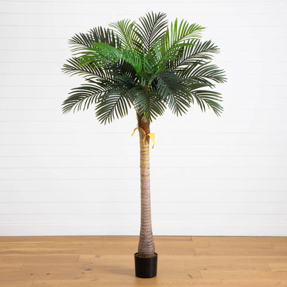 7-foot Nearly Natural artificial coconut palm tree with dense green fronds in a black pot on Tampa Home & Garden Store