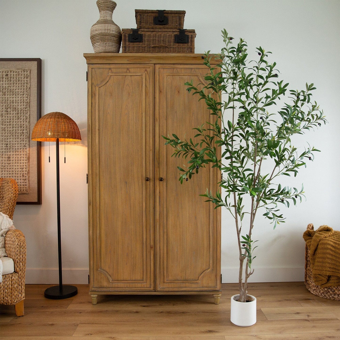 A Minimalist Olive Tree in White Decorative Planter
