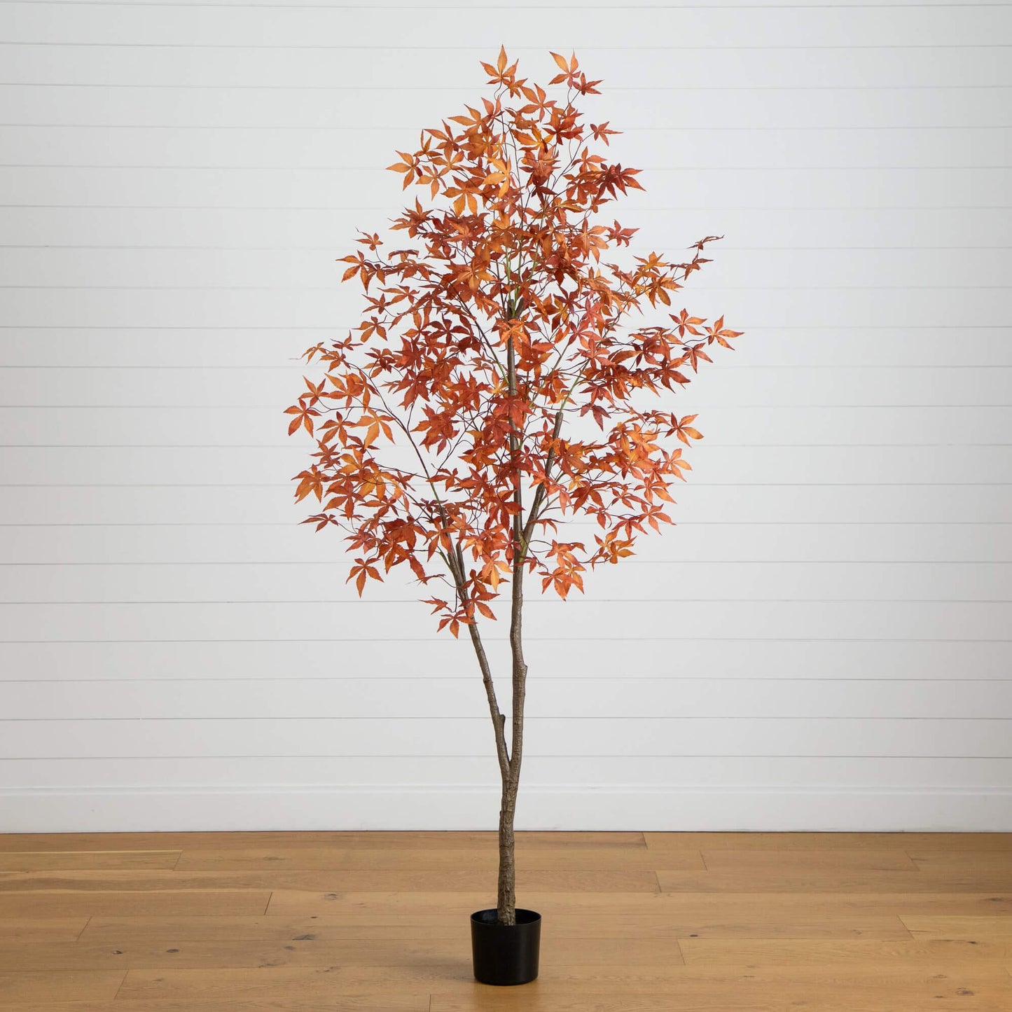 7 ft Autumn Japanese Maple Artificial Tree by Nearly Natural in planter with orange leaves on Tampa Home & Garden Store