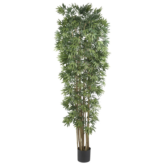 7' Bamboo Japanica Silk Tree by Nearly Natural with dense green leaves in a dark pot on Tampa Home & Garden Store