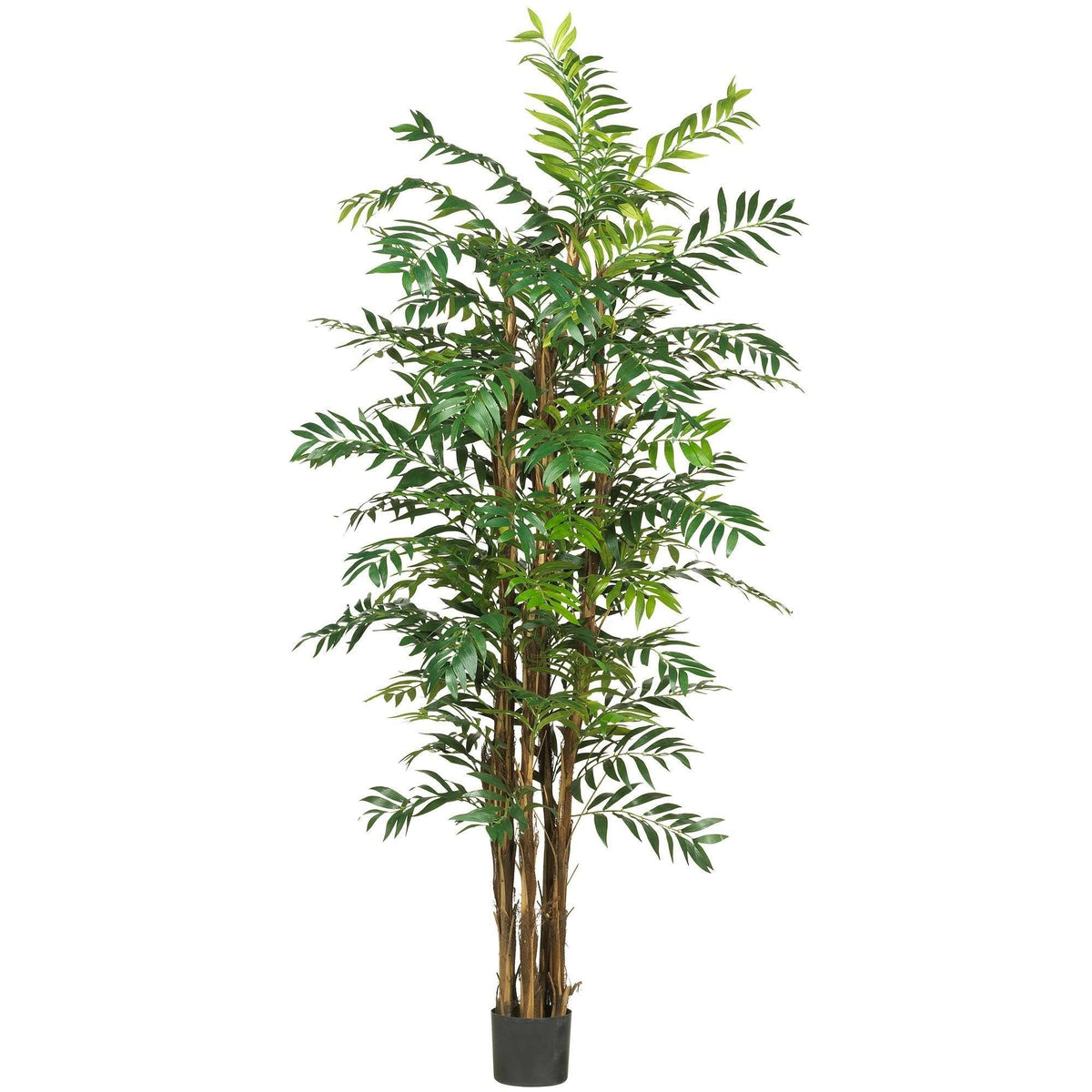 7' Bamboo Palm Silk Tree artificial Nearly Natural palm with green fronds in black pot on Tampa Home & Garden Store
