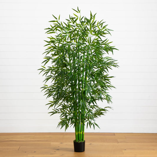 Nearly Natural 7' bamboo tree UV resistant indoor/outdoor in black pot on Tampa Home & Garden Store