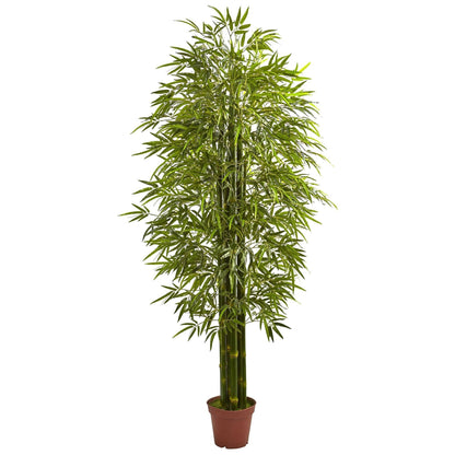 7' Bamboo Tree UV Resistant indoor/outdoor plant by Nearly Natural in a brown pot on Tampa Home & Garden Store