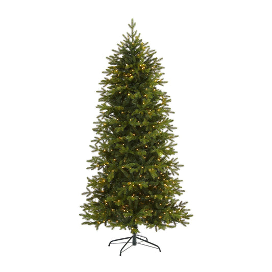 Nearly Natural 7 ft Belgium Fir artificial Christmas tree with 500 clear LED lights on stand on Tampa Home & Garden Store
