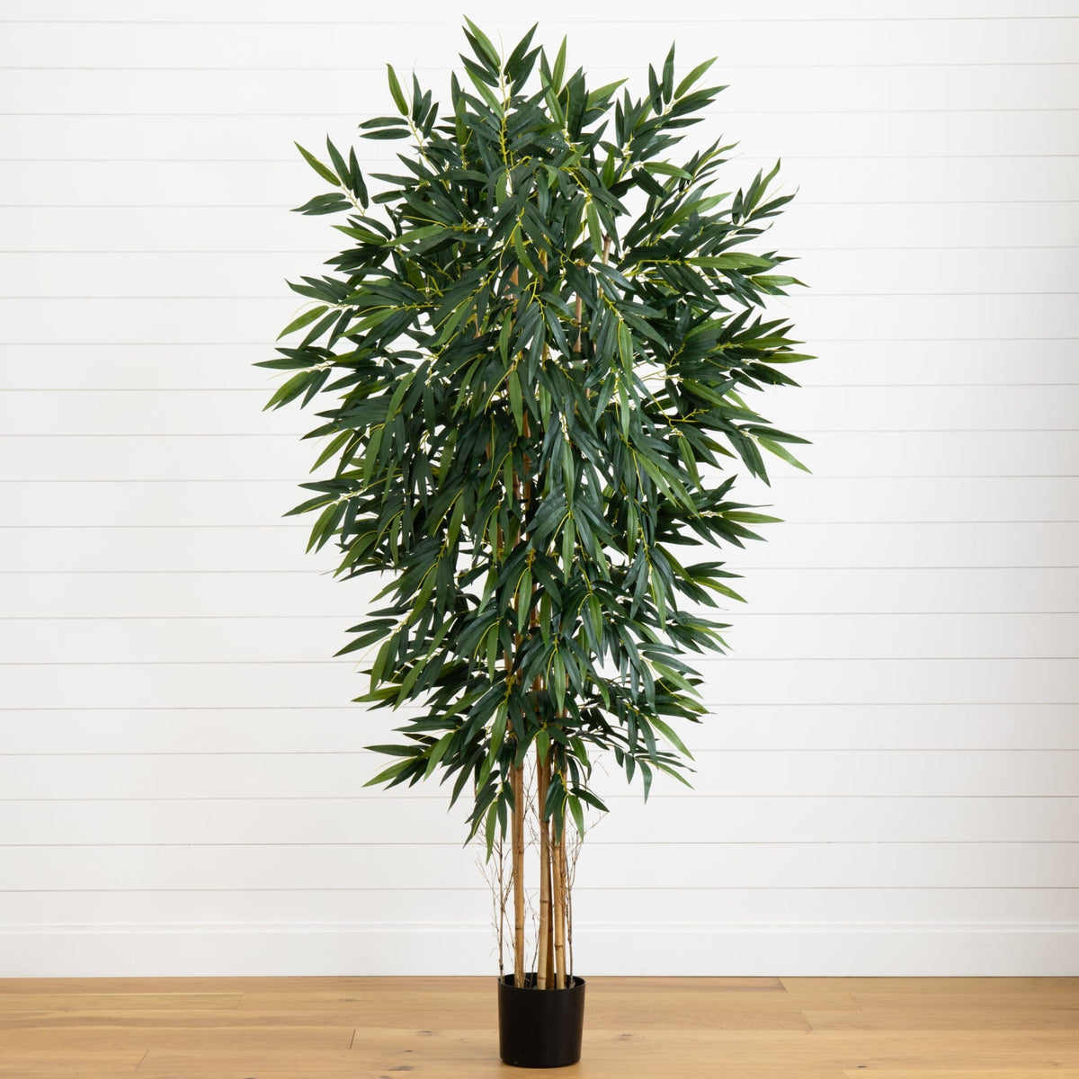 7' Biggy Style Bamboo Silk Tree Nearly Natural artificial tree with dark green slender leaves on Tampa Home & Garden Store