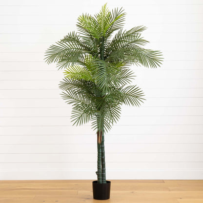 7’ Double Robellini Palm Tree by Nearly Natural UV Resistant in pot for indoor outdoor use on Tampa Home & Garden Store