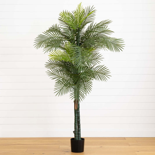 7’ Double Robellini Palm Tree by Nearly Natural UV Resistant in pot for indoor outdoor use on Tampa Home & Garden Store