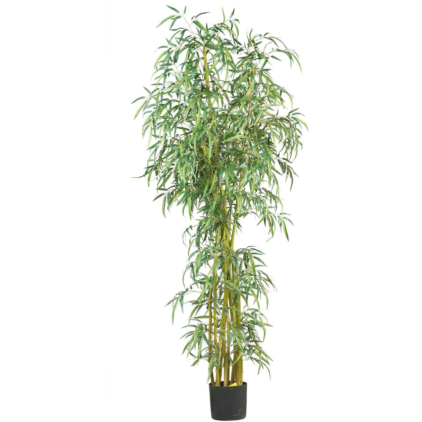 7' Fancy Style Slim Bamboo Silk Tree Nearly Natural with green bamboo leaves in a black pot on Tampa Home & Garden Store