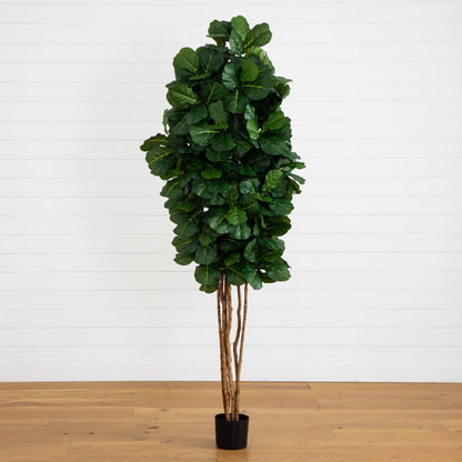 7ft Fiddle Leaf Fig Artificial Tree with beige trunk and glossy green leaves Nearly Natural on Tampa Home & Garden Store