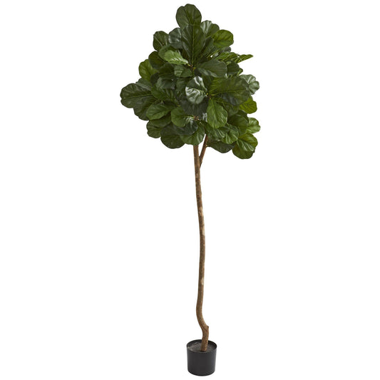 7 ft fiddle leaf fig artificial tree by Nearly Natural with green leaves in a black pot on Tampa Home & Garden Store