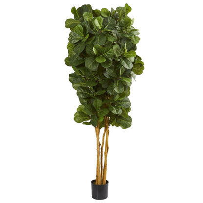 7’ Fiddle Leaf Fig Artificial Tree Beige Trunk with lush green rounded leaves on Tampa Home & Garden Store