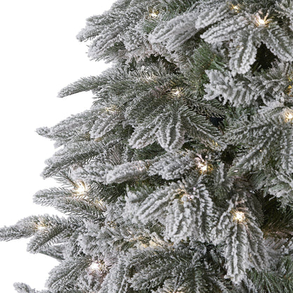 7' Flocked Colorado Mountain Fir Christmas Tree Nearly Natural snow-dusted branches and warm lights on Tampa Home & Garden Store
